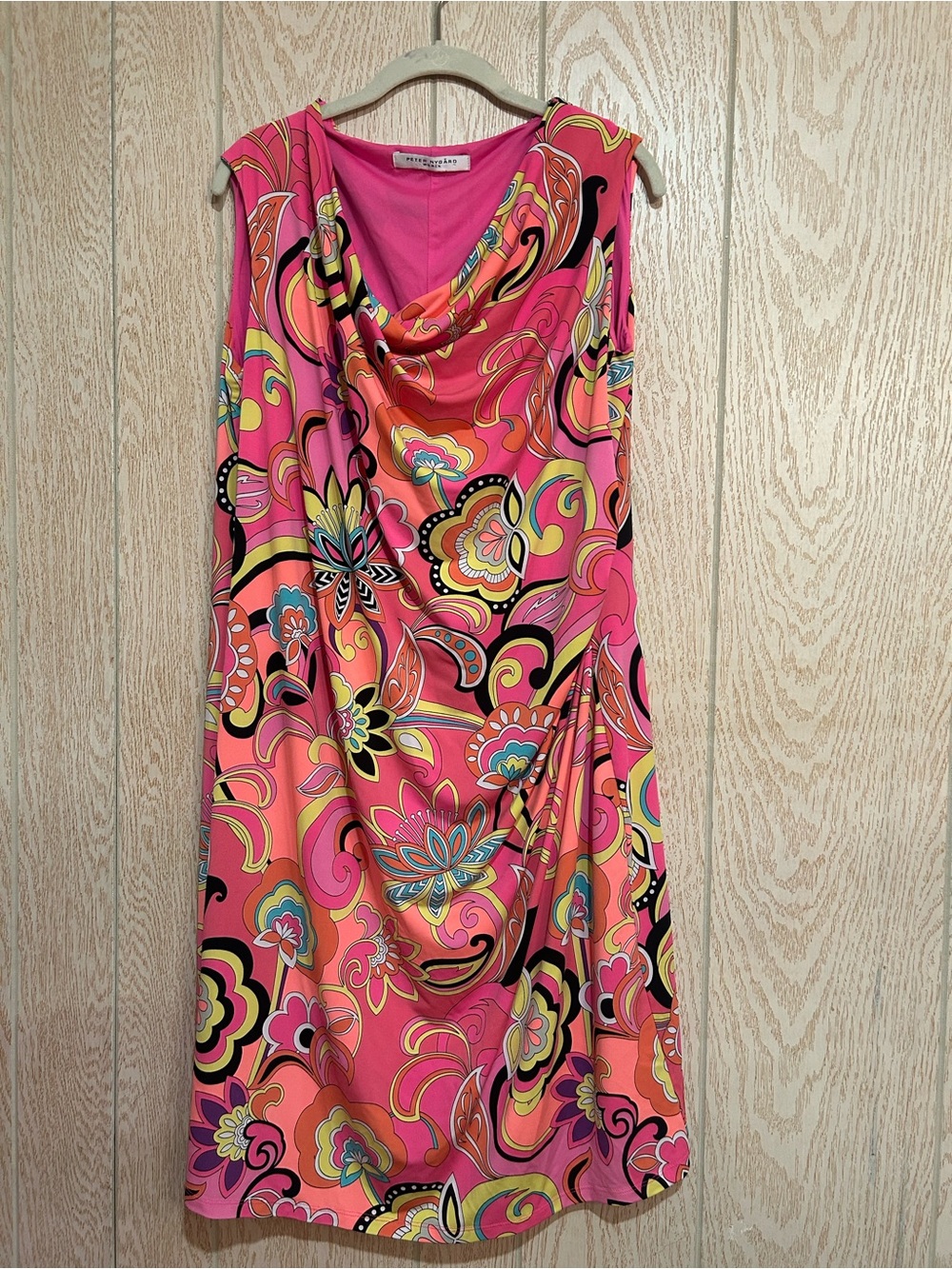 Peter Nygard Pink Multicolor Midi XL Dress with Paisley Floral Print